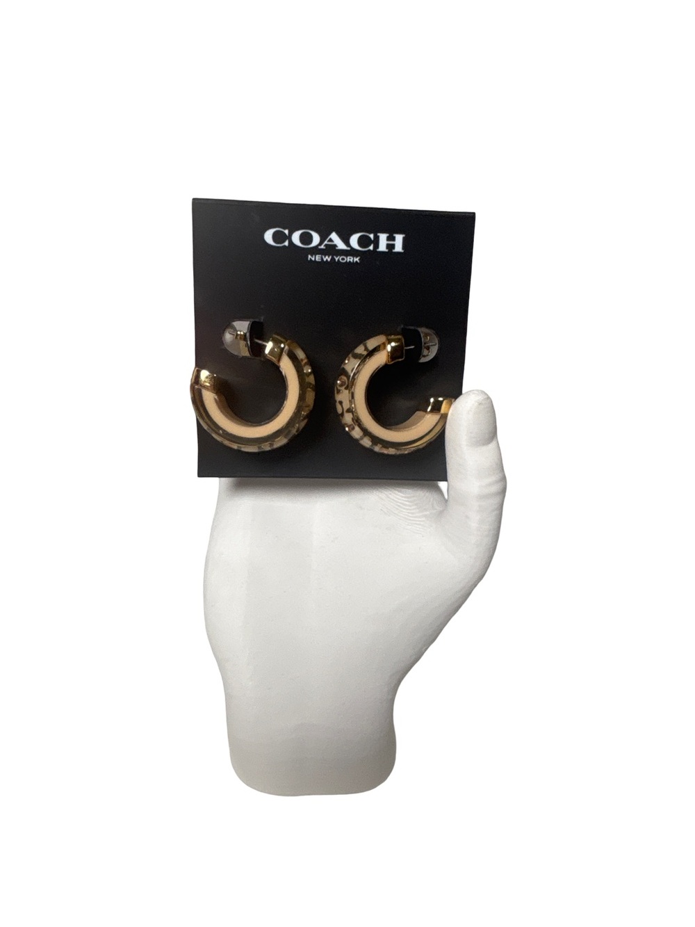 COACH Gold and Tortoiseshell Hoop Earrings